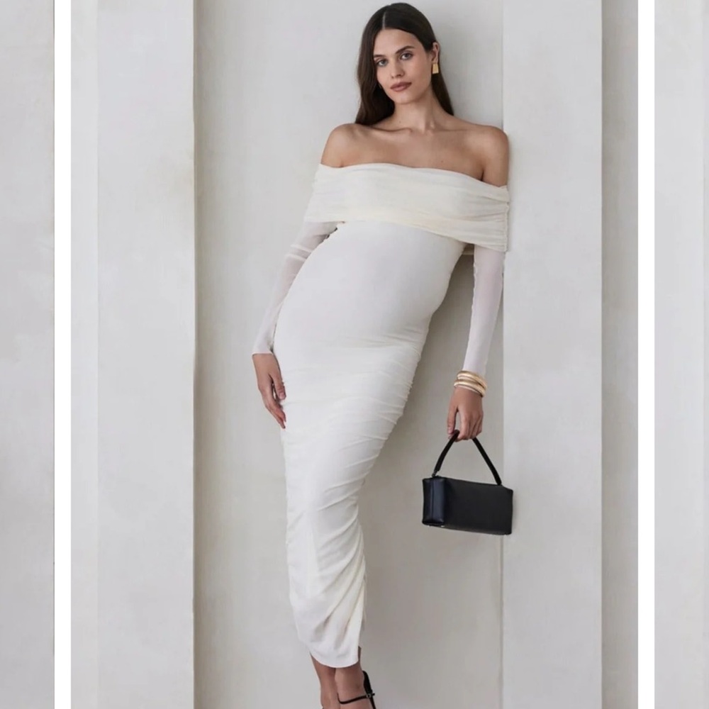 Bumpsuit - off the shoulder soft mesh dress MATERNITY